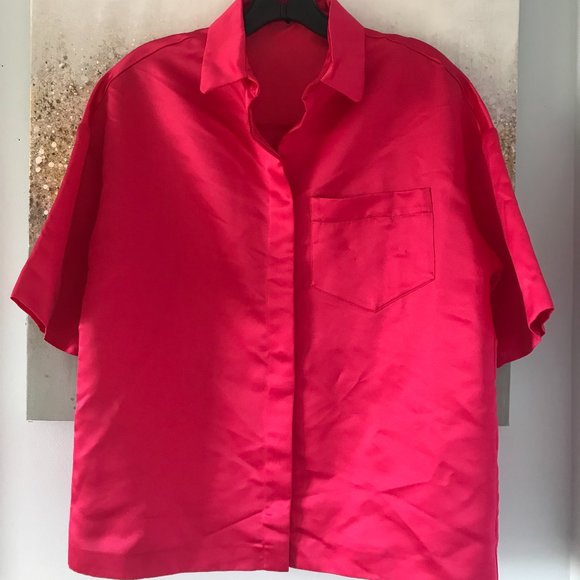 Maje Hot Pink Button Down Shirt (NWT) - Picture 1 of 14